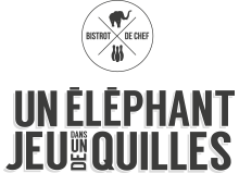 Un elephant dans un jeu de quilles